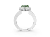 White gold Fancy Green Heart  Halo Diamond Engagement Ring with Milgrain Pave Band and Four-Prong Setting_84