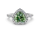 White gold Fancy Green Heart  Halo Diamond Engagement Ring with Pavé Band and Four-Prong Setting_69