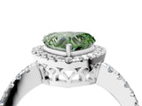 White gold Fancy Green Heart  Halo Diamond Engagement Ring with Pavé Band and Four-Prong Setting_73