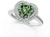 White gold Fancy Green Heart  Halo Diamond Engagement Ring with Solitaire Band and Four-Prong Setting_1