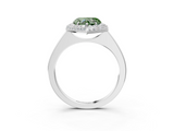 White gold Fancy Green Heart  Halo Diamond Engagement Ring with Solitaire Band and Four-Prong Setting_3