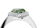 White gold Fancy Green Heart  Halo Diamond Engagement Ring with Solitaire Band and Four-Prong Setting_4
