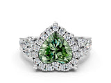 White gold Fancy Green Heart  Halo Diamond Engagement Ring with Split Shank and Four-Prong Setting_35