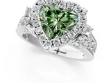 White gold Fancy Green Heart  Halo Diamond Engagement Ring with Split Shank and Four-Prong Setting_41