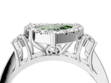 White gold Fancy Green Heart  Halo Diamond Engagement Ring with Split Shank and Four-Prong Setting_44