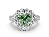 White gold Fancy Green Heart  Halo Diamond Engagement Ring with Split Shank and Prong Setting_29