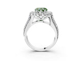 White gold Fancy Green Heart  Halo Diamond Engagement Ring with Split Shank and Prong Setting_32