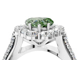 White gold Fancy Green Heart  Halo Diamond Engagement Ring with Split Shank and Prong Setting_33