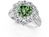 White gold Fancy Green Heart  Halo Diamond Engagement Ring with Split Shank and Prong Setting_35