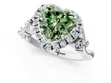White gold Fancy Green Heart  Halo Diamond Engagement Ring with Vintage-Inspired Band and Four-Prong Setting_4