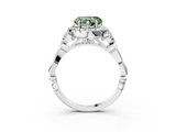 White gold Fancy Green Heart  Halo Diamond Engagement Ring with Vintage-Inspired Band and Four-Prong Setting_6