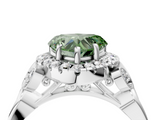 White gold Fancy Green Heart  Halo Diamond Engagement Ring with Vintage-Inspired Band and Four-Prong Setting_7