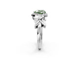 White gold Fancy Green Heart  Halo Diamond Floral Band with Four-Prong Setting_37