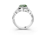 White gold Fancy Green Heart  Halo Diamond Floral Band with Four-Prong Setting_38