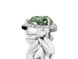 White gold Fancy Green Heart  Halo Diamond Floral Band with Four-Prong Setting_40