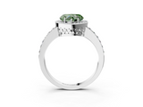 White gold Fancy Green Heart  Halo Diamond Pavé Band Ring with Prong Setting_3