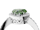 White gold Fancy Green Heart  Halo Diamond Pavé Band Ring with Prong Setting_4