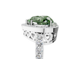 White gold Fancy Green Heart  Halo Diamond Pavé Band Ring with Prong Setting_5