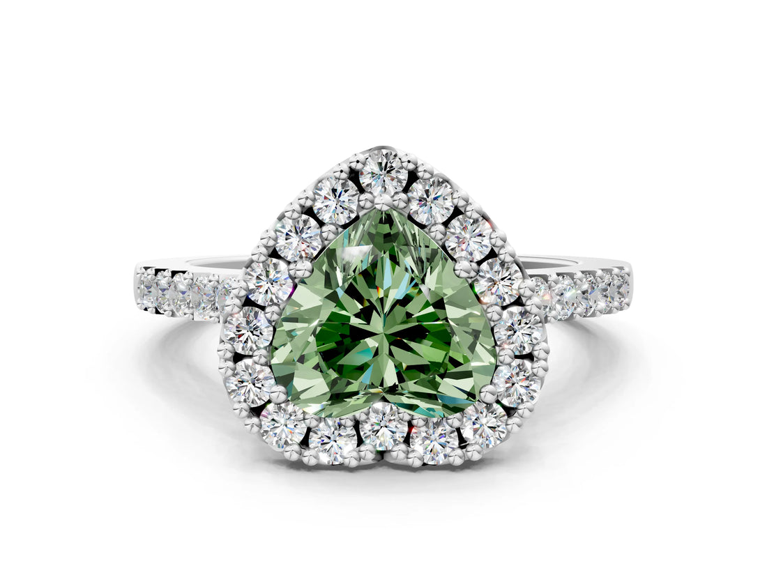 White gold Fancy Green Heart  Halo Diamond Pavé Solitaire Ring_51
