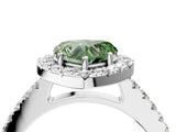 White gold Fancy Green Heart  Halo Diamond Pavé Solitaire Ring_55