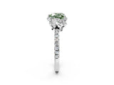 White gold Fancy Green Heart  Halo Diamond Pave Band Ring with Four-Prong Setting_17