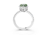 White gold Fancy Green Heart  Halo Diamond Pave Band Ring with Four-Prong Setting_18