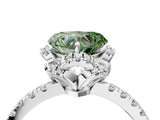 White gold Fancy Green Heart  Halo Diamond Pave Band Ring with Four-Prong Setting_19