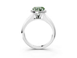 White gold Fancy Green Heart  Halo Diamond Ring with Cathedral Band and Four-Prong Setting_30