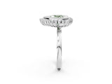 White gold Fancy Green Heart  Halo Diamond Ring with Milgrain Edge and Round Prong Setting_37