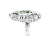 White gold Fancy Green Heart  Halo Diamond Ring with Milgrain Edge and Round Prong Setting_40