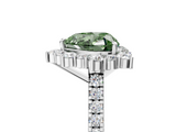White gold Fancy Green Heart  Halo Diamond Ring with Pavé Band and Prong Setting_5