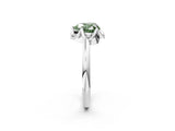 White gold Fancy Green Heart  Halo Diamond Ring with Round Cluster Setting, Solitaire Band, and Four-Prong Setting_31