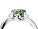 White gold Fancy Green Heart  Halo Diamond Ring with Round Cluster Setting, Solitaire Band, and Four-Prong Setting_33