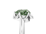 White gold Fancy Green Heart  Halo Diamond Ring with Round Cluster Setting, Solitaire Band, and Four-Prong Setting_34