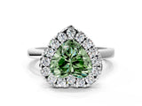 White gold Fancy Green Heart  Halo Diamond Solitaire with Pavé Band and Four-Prong Setting_46