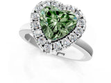 White gold Fancy Green Heart  Halo Diamond Solitaire with Pavé Band and Four-Prong Setting_47