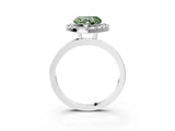 White gold Fancy Green Heart  Halo Diamond Solitaire with Pavé Band and Four-Prong Setting_49