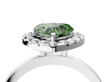 White gold Fancy Green Heart  Halo Diamond Solitaire with Pavé Band and Four-Prong Setting_50