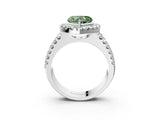 White gold Fancy Green Heart  Halo Diamond Split Shank Engagement Ring with Prong Setting_54