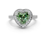 White gold Fancy Green Heart  Halo Milgrain Solitaire with Bezel Set Side Stones and Pave Band_52