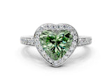 White gold Fancy Green Heart  Halo Pavé Diamond Engagement Ring with Bezel Setting_12