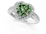 White gold Fancy Green Heart  Halo Pavé Diamond Engagement Ring with Bezel Setting_13