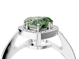 White gold Fancy Green Heart  Halo Pavé Diamond Engagement Ring with Bezel Setting_16