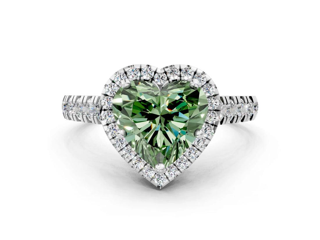 White gold Fancy Green Heart  Halo Pavé Diamond Engagement Ring with Four-Prong Setting_44