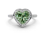 White gold Fancy Green Heart  Halo Pave Band Solitaire Ring with Prong Setting_29