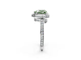 White gold Fancy Green Heart  Halo Pave Band Solitaire Ring with Prong Setting_31