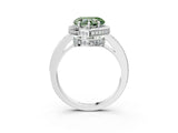 White gold Fancy Green Heart  Halo Pave Band Solitaire Ring with Prong Setting_32