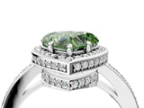 White gold Fancy Green Heart  Halo Pave Band Solitaire Ring with Prong Setting_33