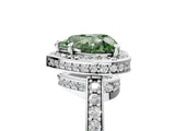 White gold Fancy Green Heart  Halo Pave Band Solitaire Ring with Prong Setting_34