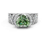White gold Fancy Green Heart  Halo Pave Diamond Engagement Ring with Milgrain Detailing_29